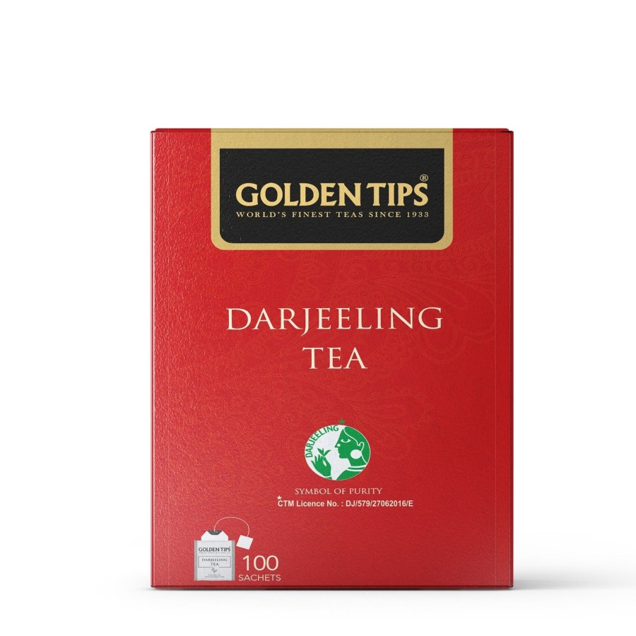 Golden Tips Single Origin Pure Darjeeling Black Tea Bags Box (100 Teabags, 200 g)