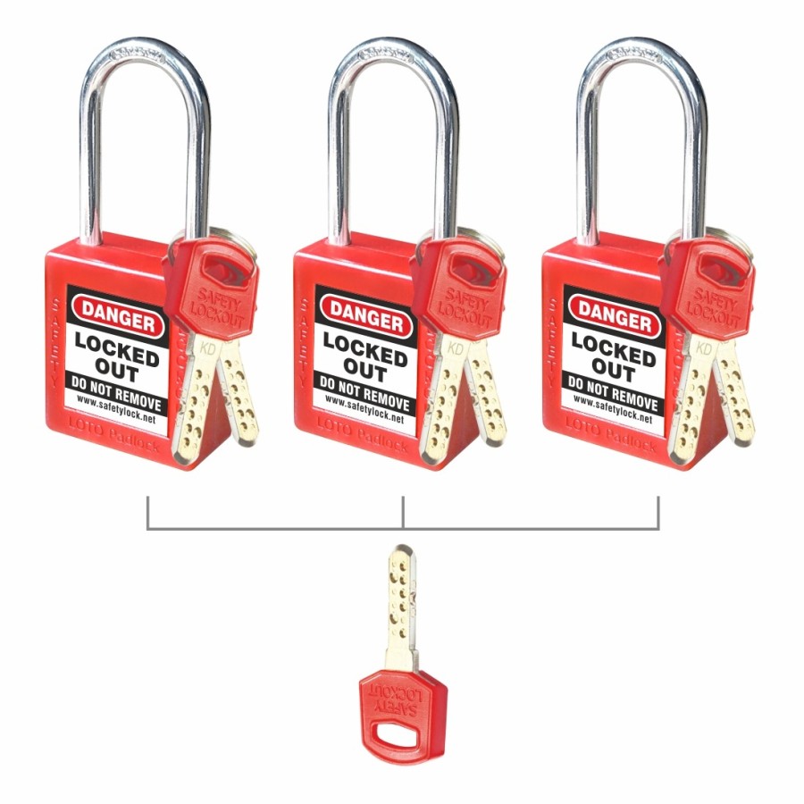 Series 5 – Computer Key Lockout Safety Padlock with Steel Shackle – Key Different + Master Key